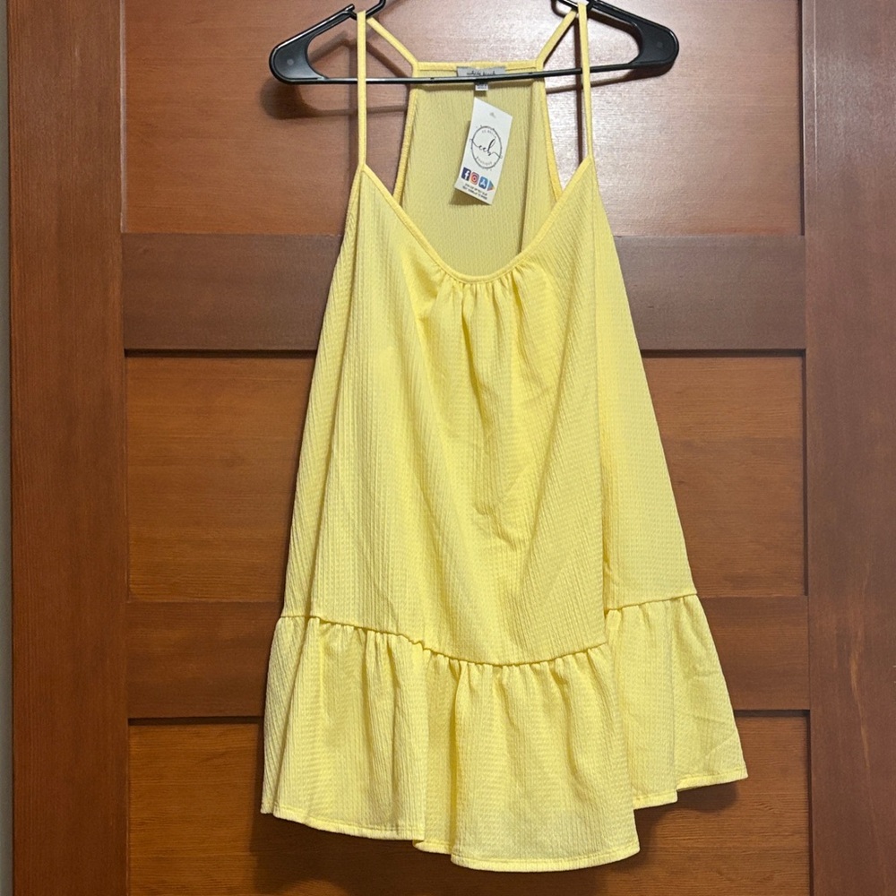 White Birch Yellow Ruffle Hem Camisole